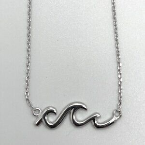 Sterling Silver Sea / Ocean Wave Necklace - 925 - 15" - 17"